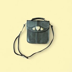 Elegant Black Handbag with Silver Accents